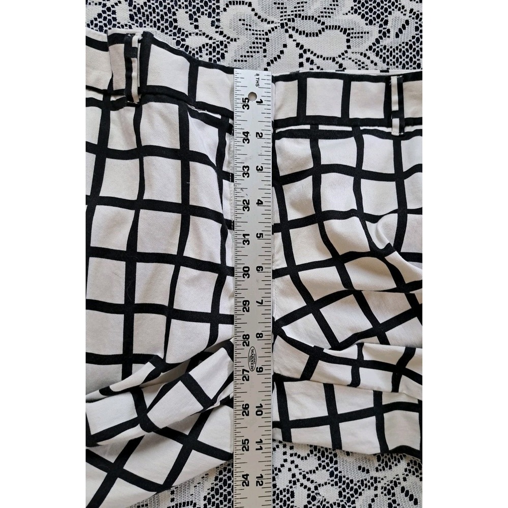 J.Crew Ankle Pants 10 Ivory Black Windowpane Flat Front Pockets Stretch Preppy - Picture 10 of 12